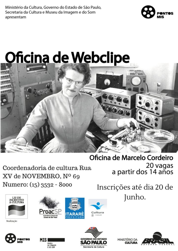 Cultura de Itararé (SP) abre inscrições para Oficina de Webclipe Cultura de Itararé (SP) abre inscrições para Oficina de Webclipe