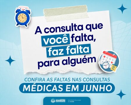 Faltas em consultas e exames seguem impactando atendimento na rede municipal de saúde de Itararé Faltas em consultas e exames seguem impactando atendimento na rede municipal de saúde de Itararé