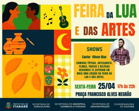 Feira da Lua e das Artes agita Itararé nesta sexta-feira (25) com show do cantor Vilson Dias