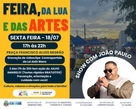 Feira da Lua e das Artes traz ação de saúde e show ao vivo nesta sexta-feira em Itararé (SP) Feira da Lua e das Artes traz ação de saúde e show ao vivo nesta sexta-feira em Itararé (SP)