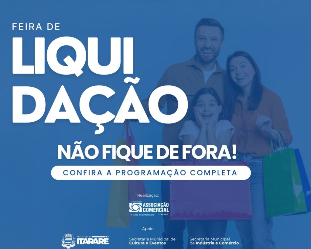 Feira de Liquidação movimenta Itararé (SP) nesta sexta e sábado com grandes descontos e atrações culturais Feira de Liquidação movimenta Itararé (SP) nesta sexta e sábado com grandes descontos e atrações culturais