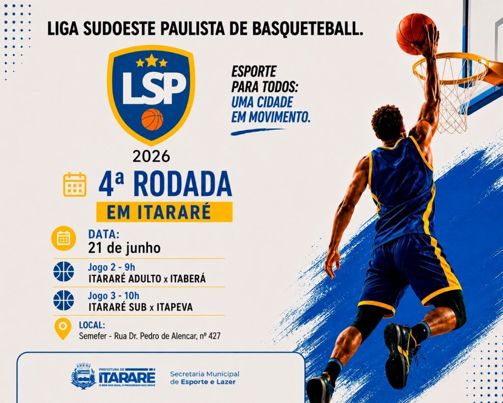 Itararé recebe a 4ª rodada da Liga Sudoeste Paulista de Basquetebol neste domingo (21) Itararé recebe a 4ª rodada da Liga Sudoeste Paulista de Basquetebol neste domingo (21)