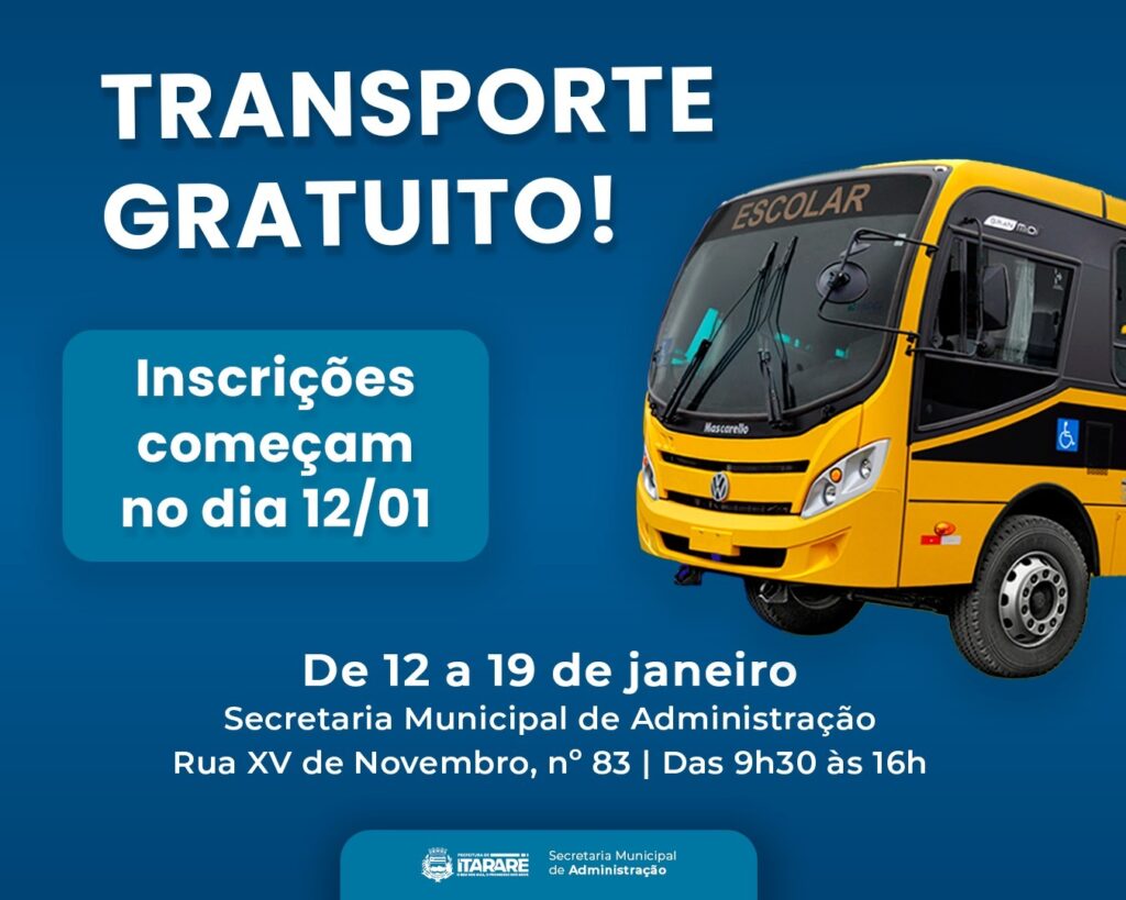 Itararé (SP) abre inscrições para o Programa de Transporte Escolar Gratuito 2026