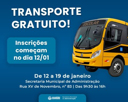 Itararé (SP) abre inscrições para o Programa de Transporte Escolar Gratuito 2026