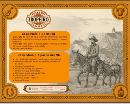 Itararé (SP) promove 1ª edição da Festa do Tropeiro nos dias 22 e 23 de maio Itararé (SP) promove 1ª edição da Festa do Tropeiro nos dias 22 e 23 de maio
