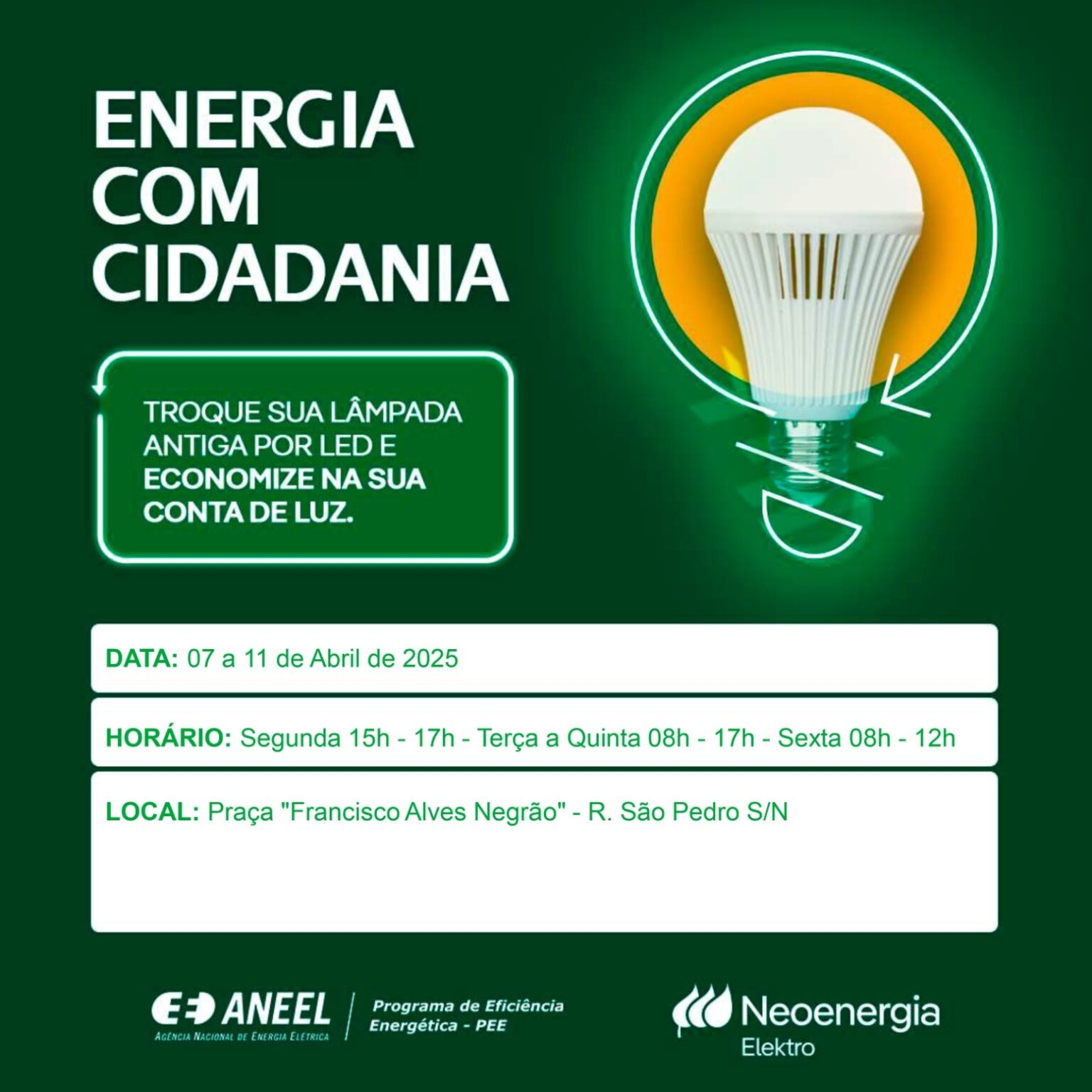 Itararé (SP) receberá programa de troca de lâmpadas por LED