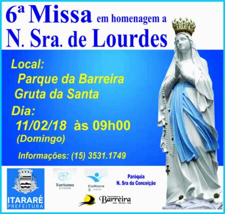 Missa de Nossa Senhora de Lourdes acontece no Parque da Barreira em Itararé (SP)