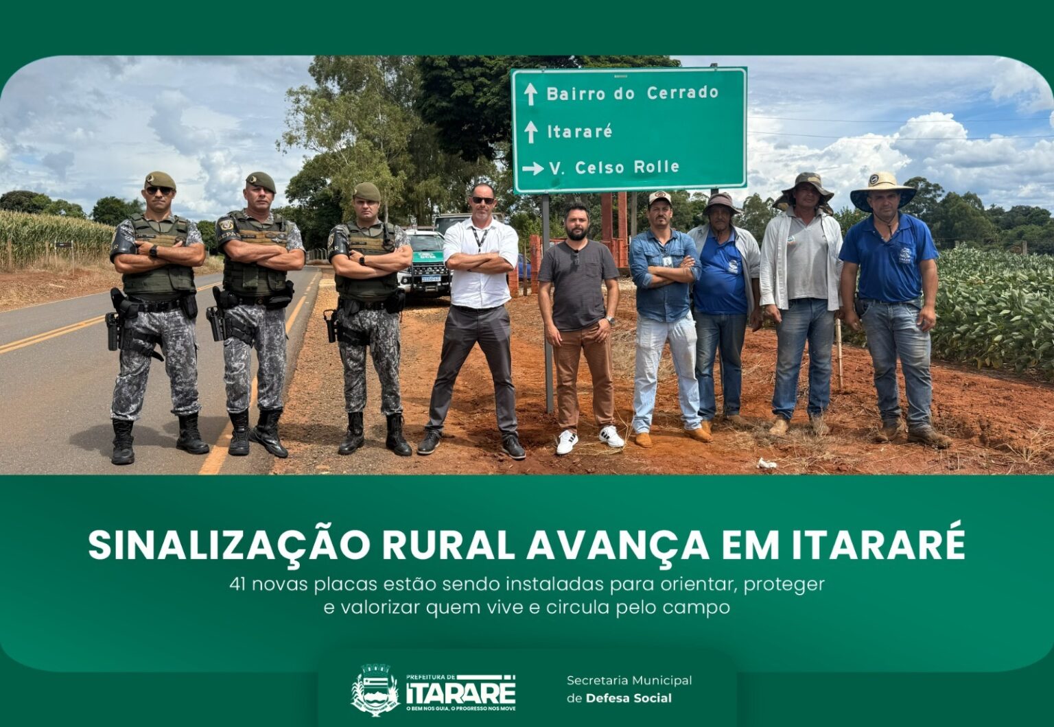 Nova etapa de sinalização rural reforça segurança e mobilidade em Itararé (SP)