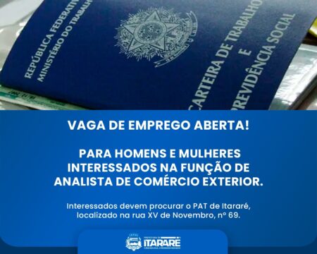PAT de Itararé divulga vaga para Analista de Comércio Exterior