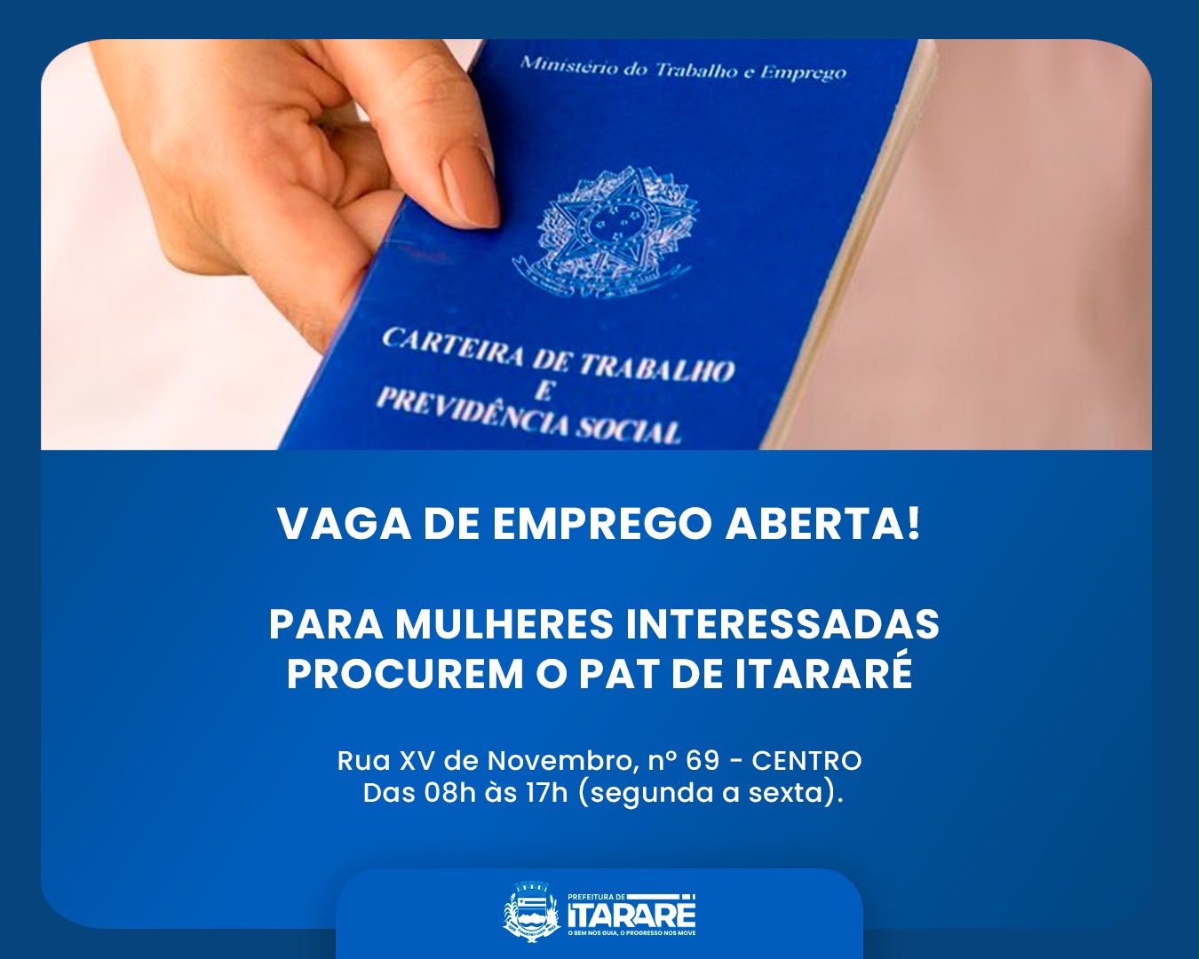 PAT de Itararé divulga vaga para Auxiliar de Cozinha