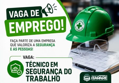 PAT de Itararé divulga vaga para Técnico em Segurança do Trabalho