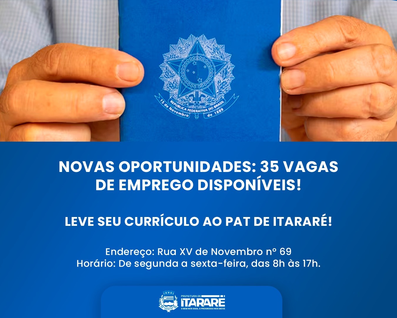 PAT de Itararé (SP) divulga 35 novas vagas de emprego em diversas áreas