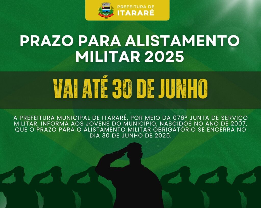 Prazo para alistamento militar vai até 30 de junho