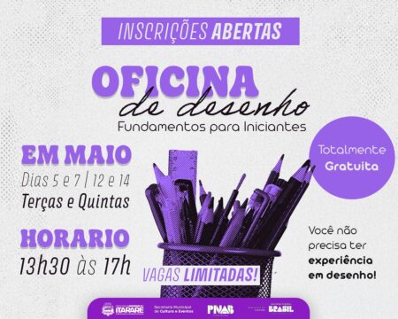 Prefeitura abre inscrições para curso gratuito de desenho