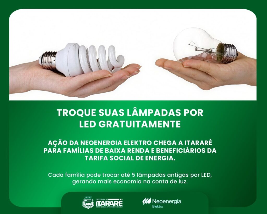 Prefeitura apoia divulgação de ação da Neoenergia Elektro para troca gratuita de lâmpadas por LED em Itararé