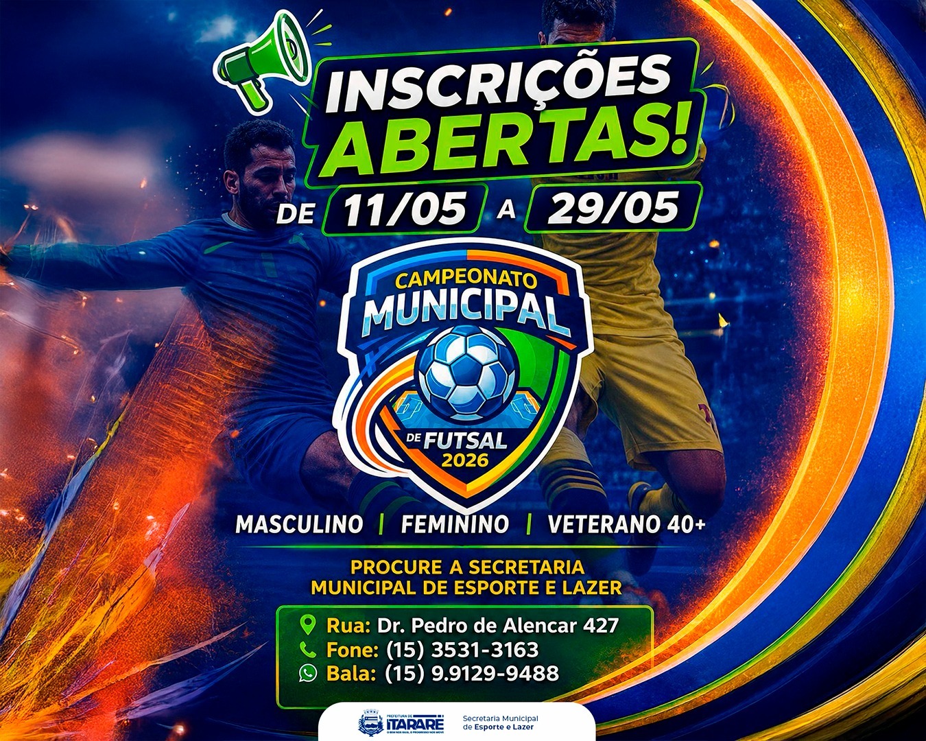 Prefeitura de Itararé abre inscrições para o Campeonato Municipal de Futsal 2026