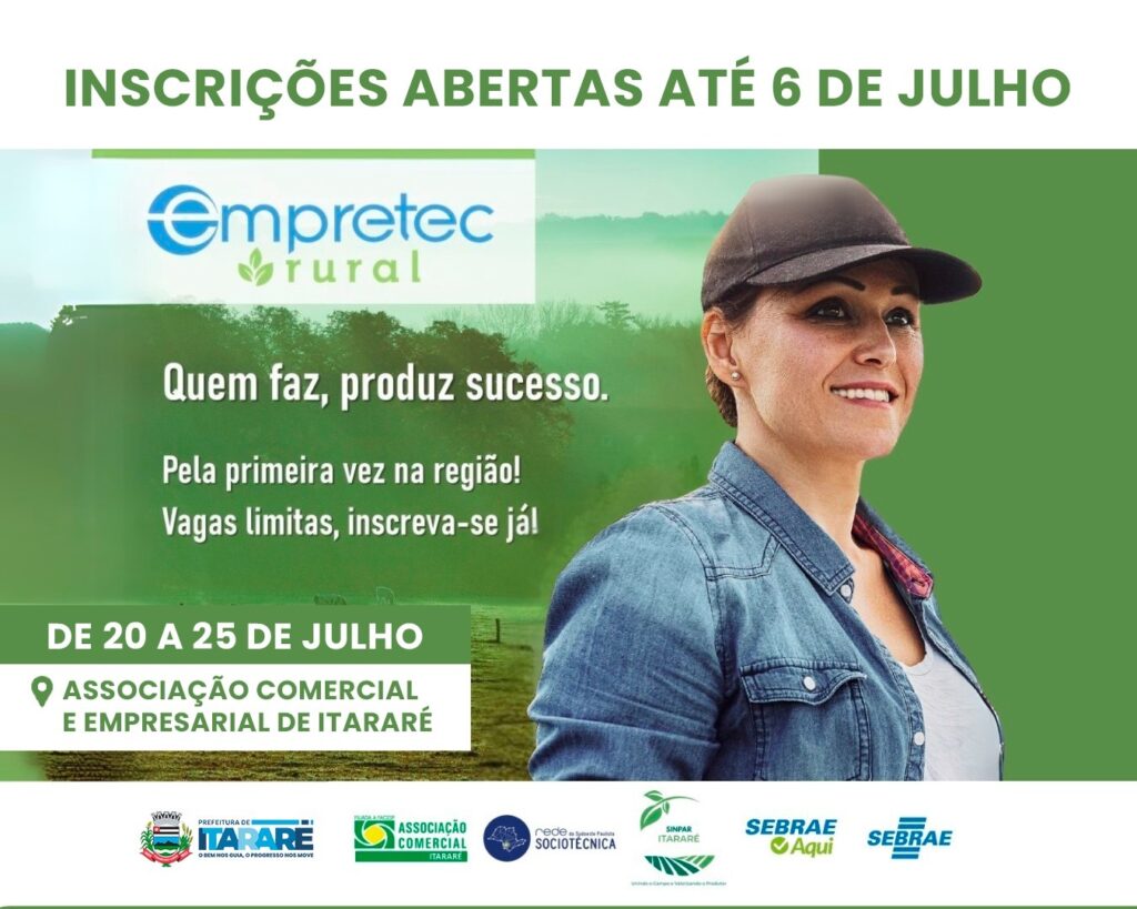 Prefeitura de Itararé abre inscrições para segunda edição do Empretec Rural em parceria com o Sebrae Prefeitura de Itararé abre inscrições para segunda edição do Empretec Rural em parceria com o Sebrae