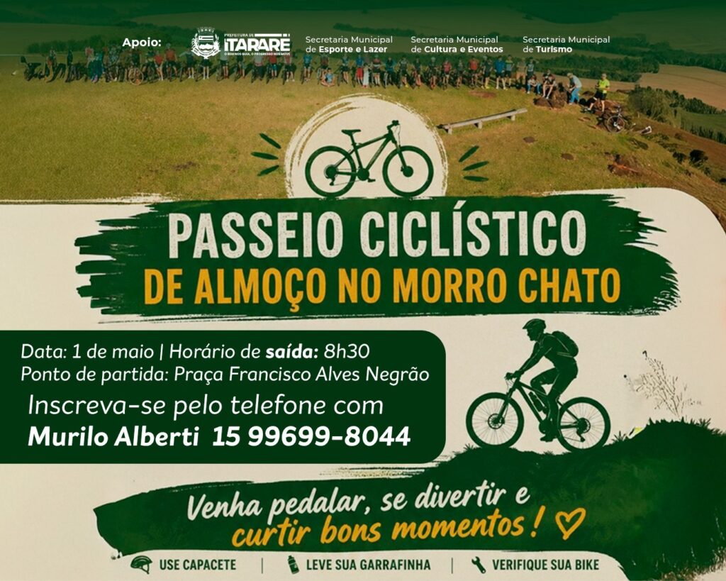 Prefeitura de Itararé apoia Passeio Ciclístico de 1º de Maio com destino ao Morro Chato