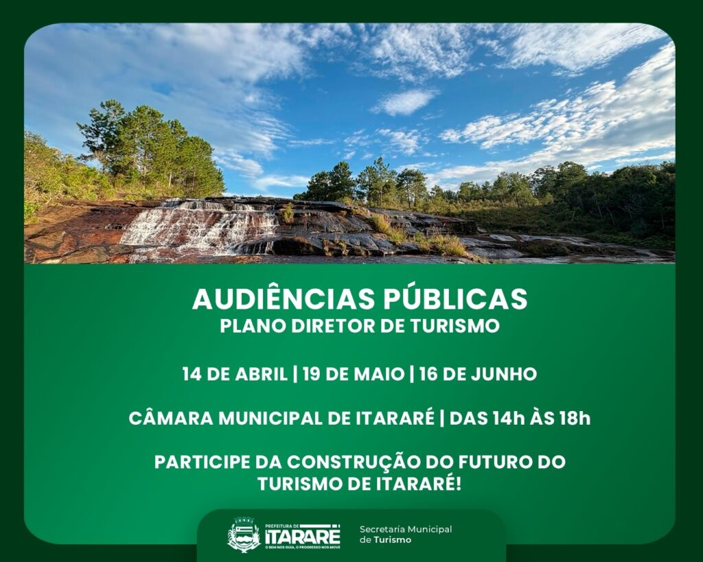 Prefeitura de Itararé convida população para audiências públicas de revisão do Plano Diretor de Turismo