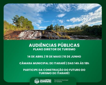 Prefeitura de Itararé convida população para audiências públicas de revisão do Plano Diretor de Turismo