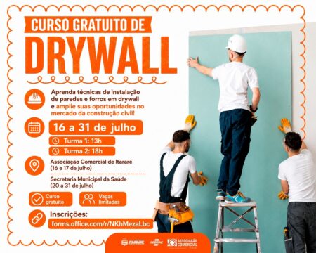 Prefeitura de Itararé e Sebrae-SP oferecem curso gratuito de instalação de paredes e forros em drywall