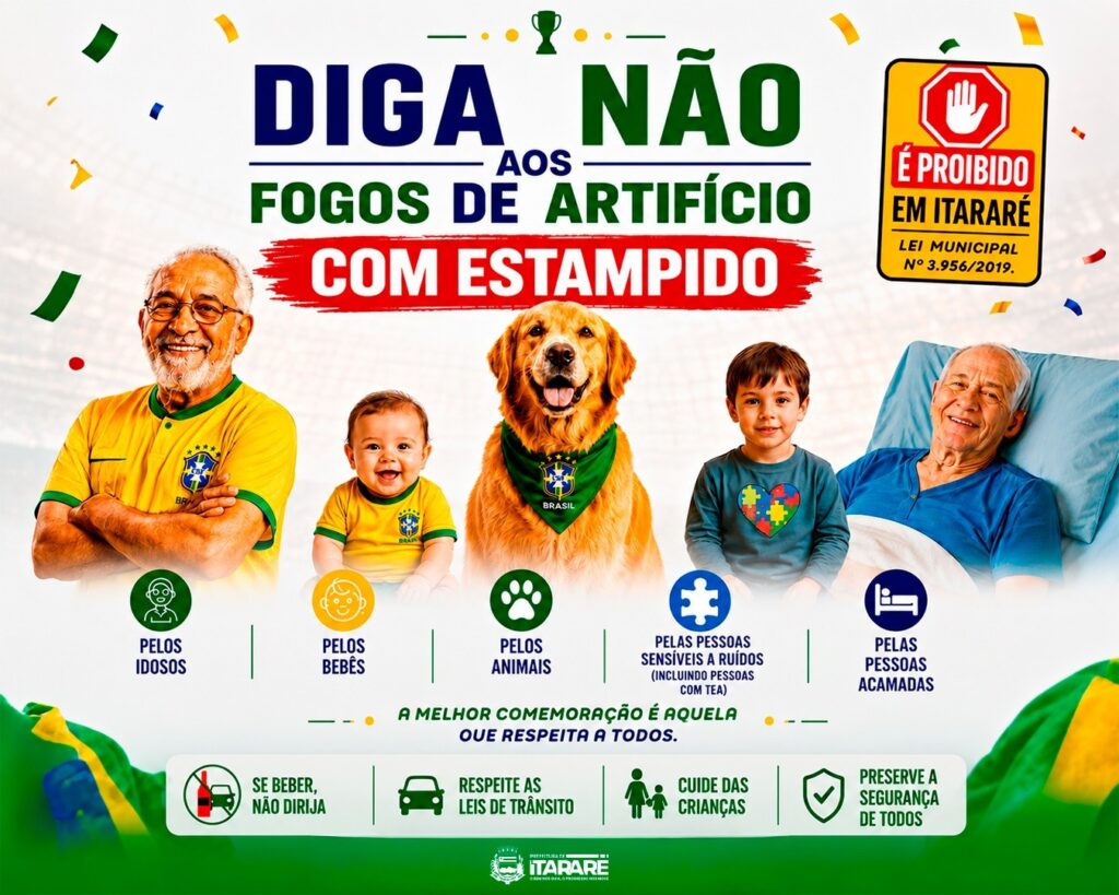 Prefeitura de Itararé orienta população para comemorações seguras durante a Copa do Mundo
