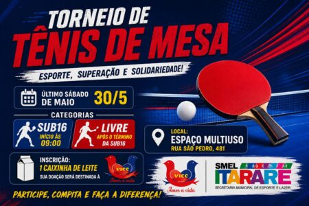 Prefeitura de Itararé promove Circuito de Tênis de Mesa neste domingo (28) Prefeitura de Itararé promove Circuito de Tênis de Mesa neste domingo (28)