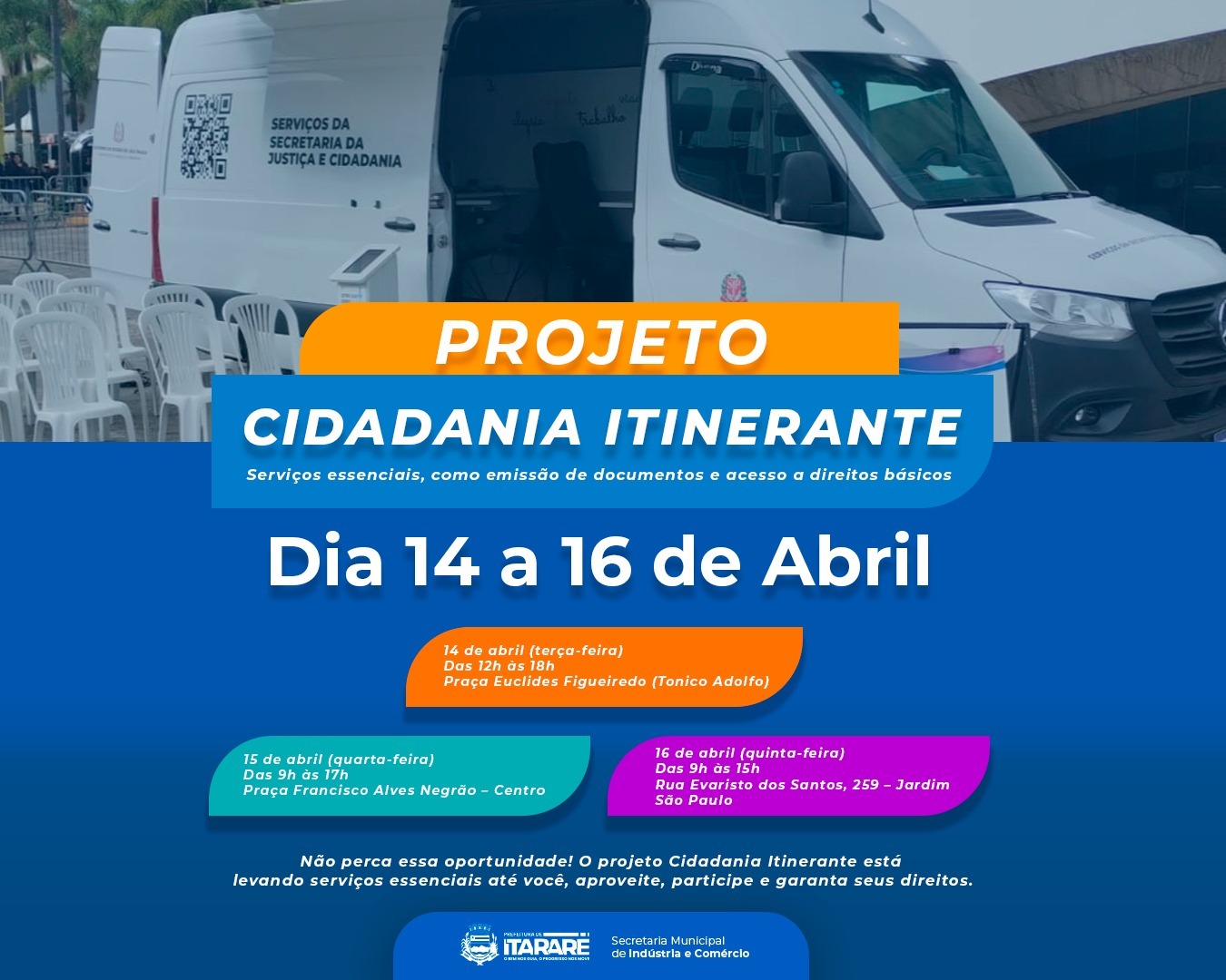 Prefeitura de Itararé recebe Projeto Cidadania Itinerante com serviços gratuitos à população