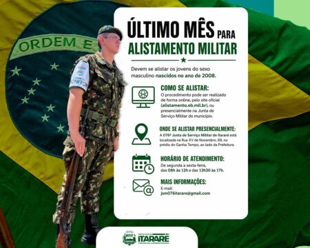Prefeitura de Itararé reforça que junho é o último mês para o Alistamento Militar obrigatório