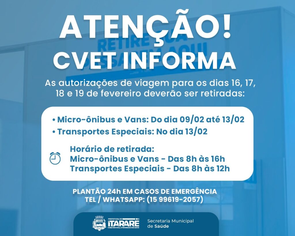 Prefeitura de Itararé (SP) antecipa retirada de passagens para transporte de pacientes devido ao feriado de Carnaval Prefeitura de Itararé (SP) antecipa retirada de passagens para transporte de pacientes devido ao feriado de Carnaval