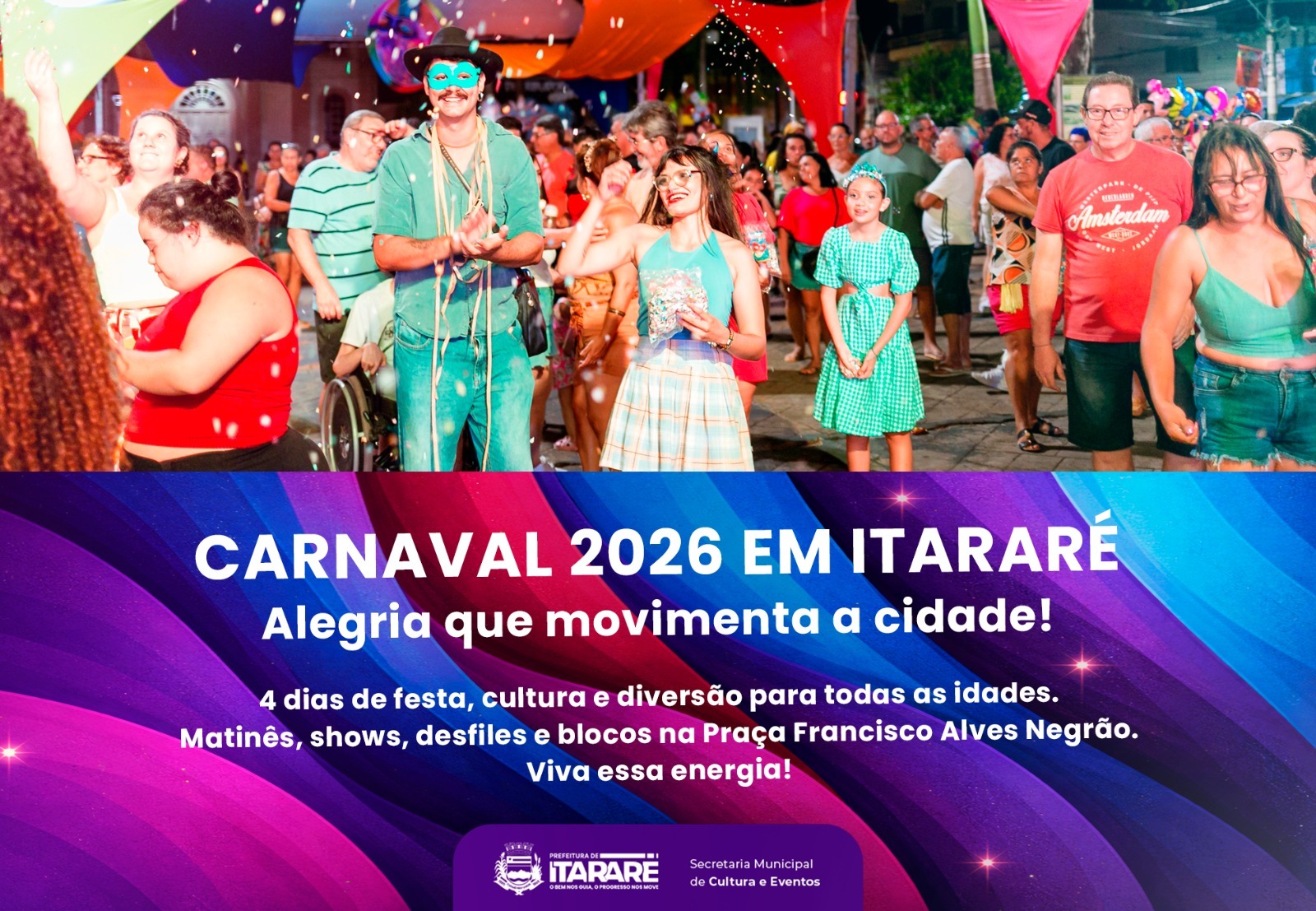 Prefeitura de Itararé (SP) anuncia o Carnaval 2026: quatro dias de festa, alegria e desenvolvimento para a cidade