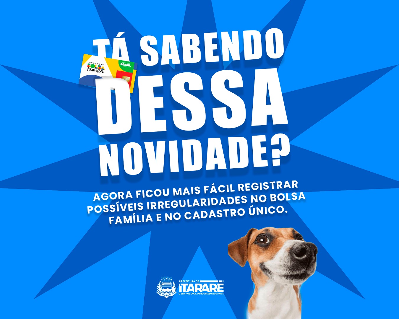 Prefeitura de Itararé (SP) disponibiliza formulário online para denúncias sobre o Bolsa Família e Cadastro Único