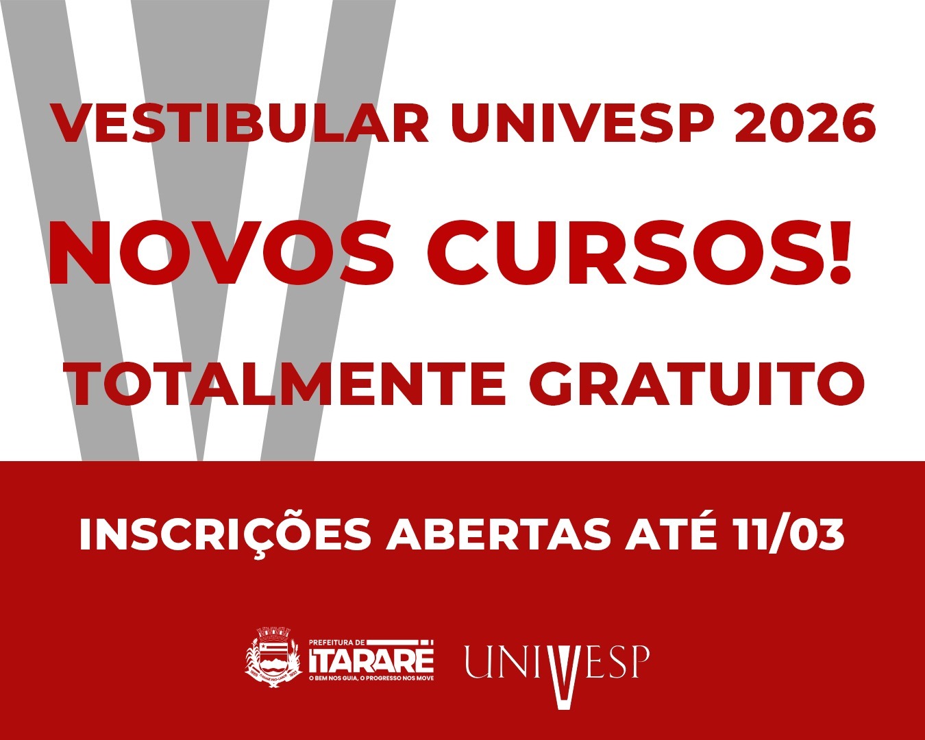 Prefeitura de Itararé (SP) divulga, em caráter de utilidade pública, informações sobre o Vestibular Univesp 2026