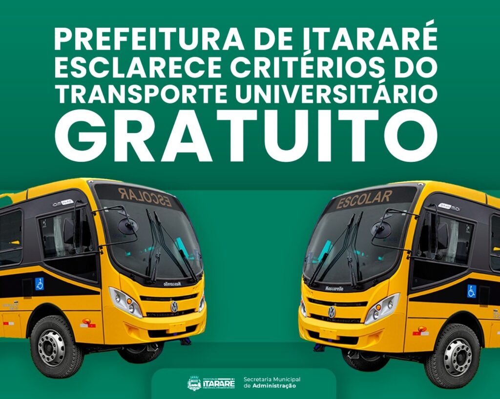 Prefeitura de Itararé (SP) esclarece critérios do transporte universitário gratuito Prefeitura de Itararé (SP) esclarece critérios do transporte universitário gratuito