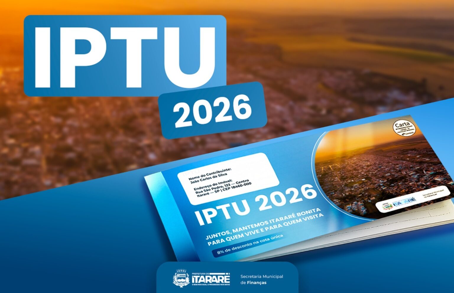 Prefeitura de Itararé (SP) informa que IPTU 2026 já está disponível para impressão