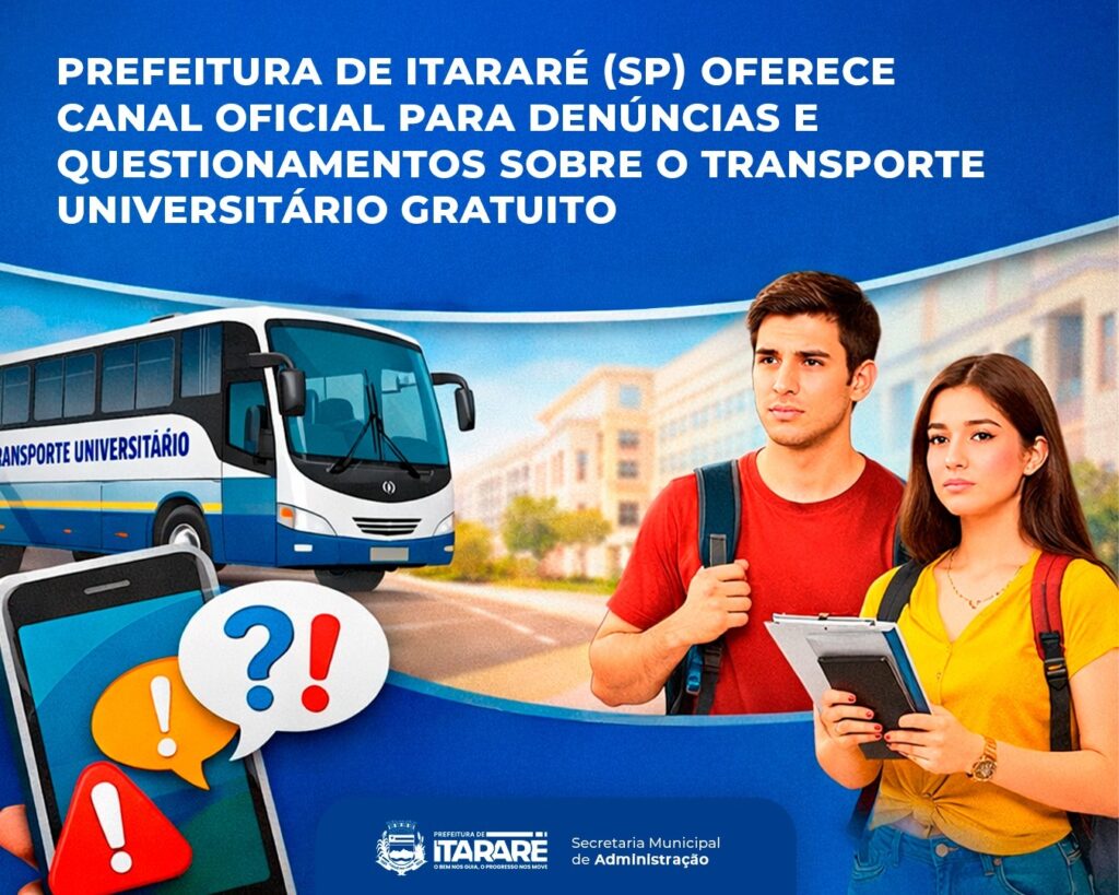 Prefeitura de Itararé (SP) oferece canal oficial para denúncias e questionamentos sobre o transporte universitário gratuito Prefeitura de Itararé (SP) oferece canal oficial para denúncias e questionamentos sobre o transporte universitário gratuito