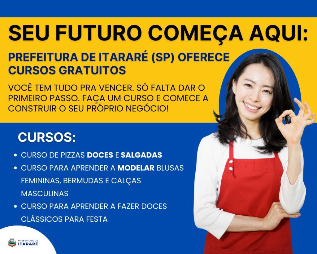 Prefeitura de Itararé (SP) oferece cursos gratuitos em parceria com o Sebrae, Senai e Associação Comercial