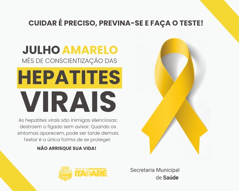 Prefeitura de Itararé (SP) promove ações de conscientização e prevenção durante o Julho Amarelo Prefeitura de Itararé (SP) promove ações de conscientização e prevenção durante o Julho Amarelo
