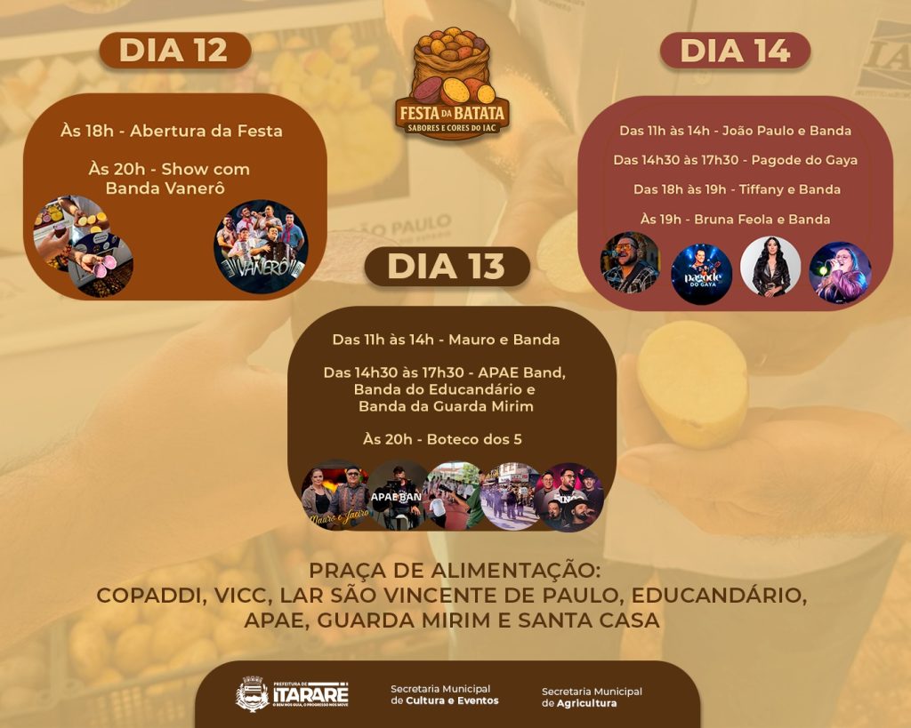 Prefeitura de Itararé (SP) realiza a 1ª Festa da Batata em parceria com entidades sociais