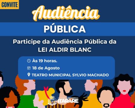 Prefeitura de Itararé (SP) realiza Audiência Pública da Lei Aldir Blanc na próxima segunda-feira (18) Prefeitura de Itararé (SP) realiza Audiência Pública da Lei Aldir Blanc na próxima segunda-feira (18)