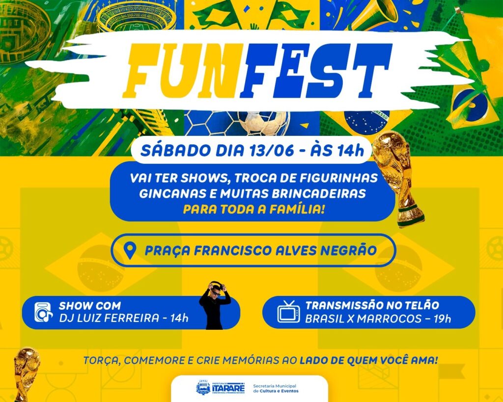 Prefeitura promove Fun Fest para marcar a estreia do Brasil na Copa do Mundo