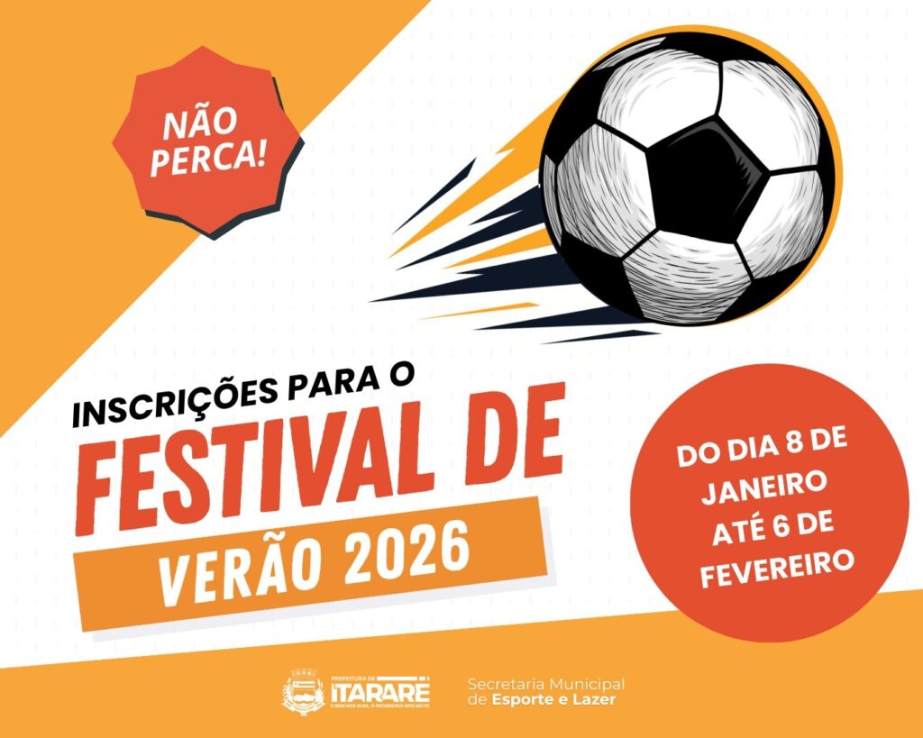 Secretaria de Esporte de Itararé (SP) abre inscrições para o Festival de Verão 2026 nesta quinta-feira (08)