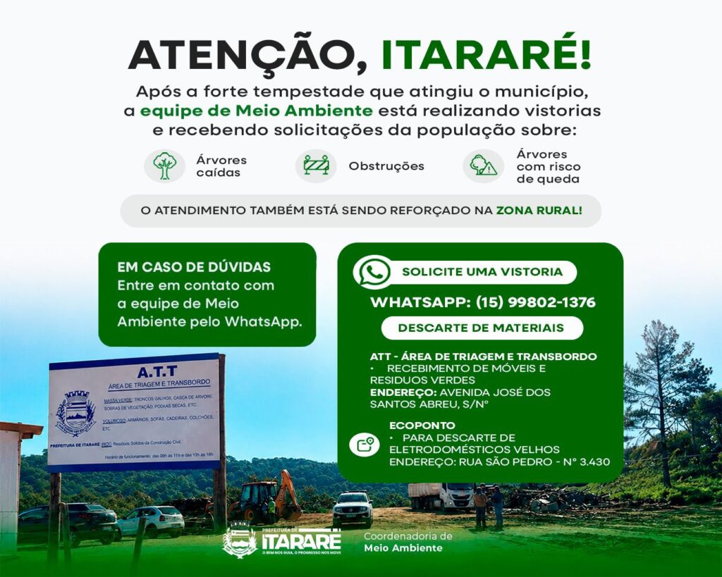 Prefeitura orienta população sobre avaliação de árvores após tempestade